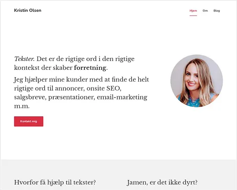 Tekstforfatter Template "Kristin Olsen"